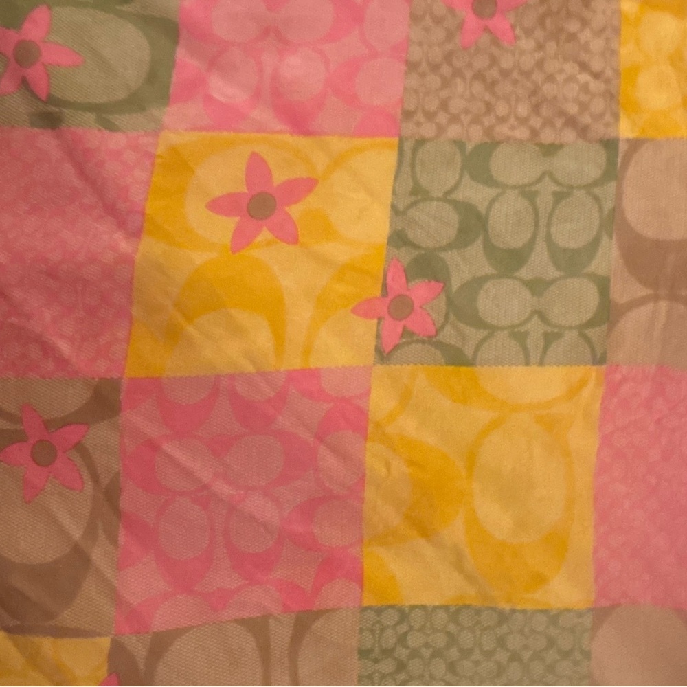 Coach Pink and Green 100% Silk neck/hair/purse Scarf, the Hamptons collection. - Picture 4 of 17